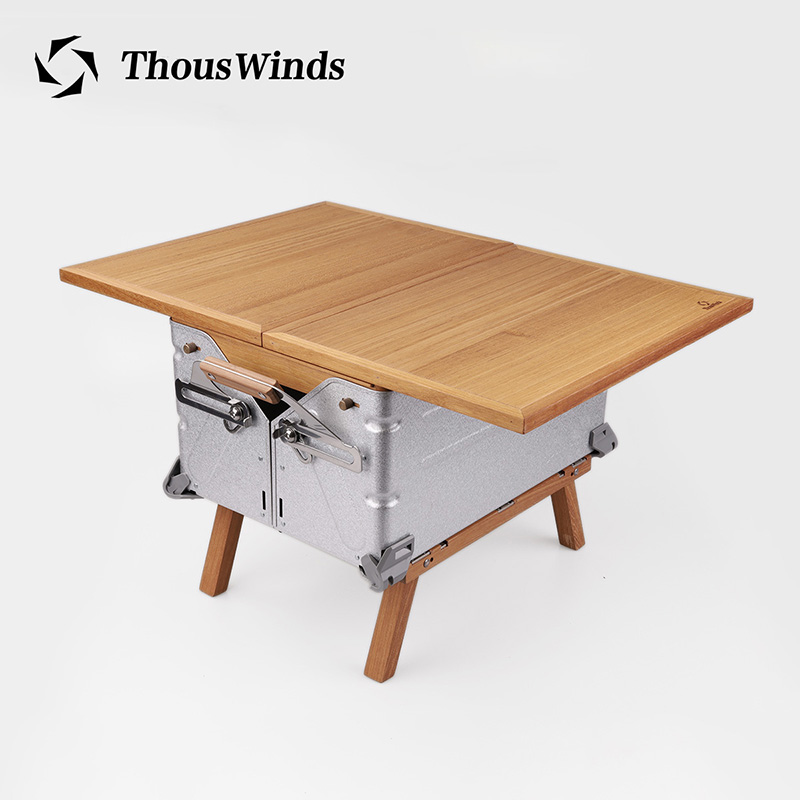 Thous Winds snow peak Snow peak containing box table plate sliding push-pull black walnut wood teak cover