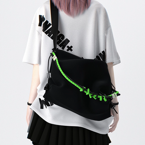 YONAIGA Tide, оригинальная черная нейлоновая сумка через плечо, школьный рюкзак, сумка на одно плечо подходит для мужчин и женщин