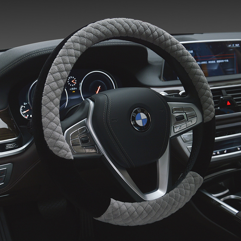 Car steering wheel cover winter universal plush to cover anti-slip short plush steering wheel cover No. 38cmM