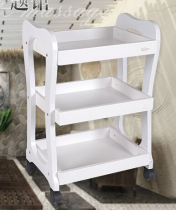 Solid Wood Beauty Cart High-end Tool Car Red Wood Color Ivory White Coffee Color Trolley Small Cart Triple