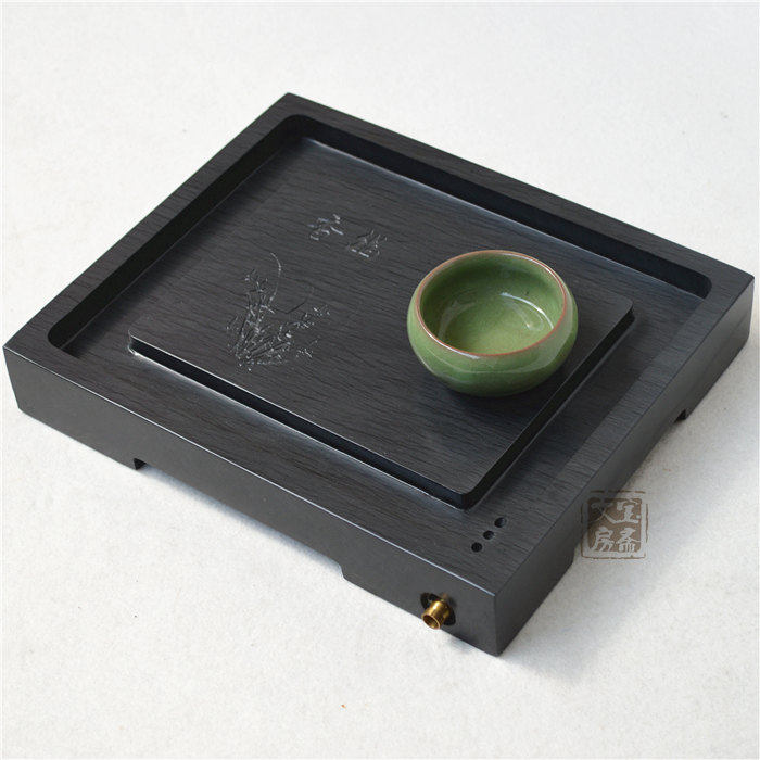 Tea tray delicate fragrance small tea sea tea set Natural She inkstone water ripple inkstone tea tray black gold stone tea sea tea set