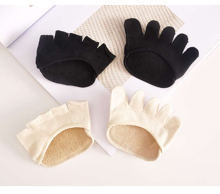 Cotton cao gót vớ vô hình nông miệng nửa palm socks ngón chân cái đệm mặc bị rò rỉ toe pad nửa năm vớ ngón tay