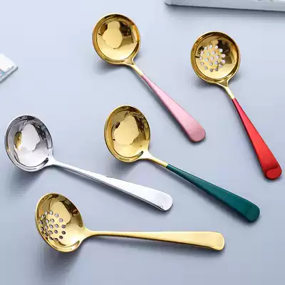 304 stainless steel spoon household long handle large soup porridge Spoon hot pot colander creative Net red tableware spoon
