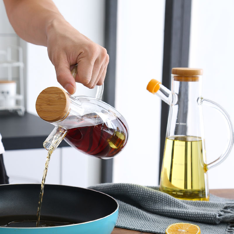 High-shack silicon glass kettle kitchen products for household hemp oil flavor bottle transparent soy vinegar bottle leakage large oil bottle
