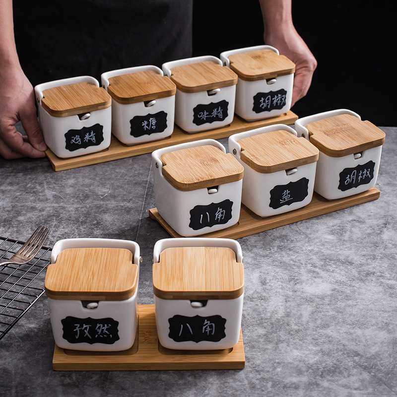 Home Ceramic Seasoning Jars Box Suit Creative clamshell Bottles Jar Kitchen Supplies Chili Salt Jars