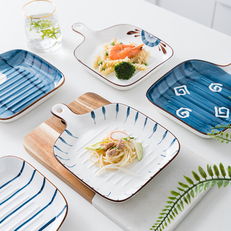 Japanese-style single-handle ceramic baking pan baked rice oven special creative tableware net red home breakfast plate cute plate