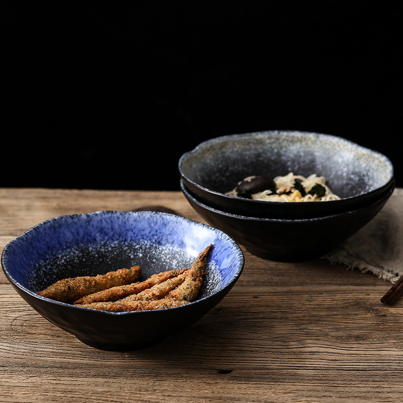 Japanese ceramic dining room Ramen bowl Tableware bowl Eating bowl Household fruit salad bowl Instant noodle bowl Rice bowl Microwave oven