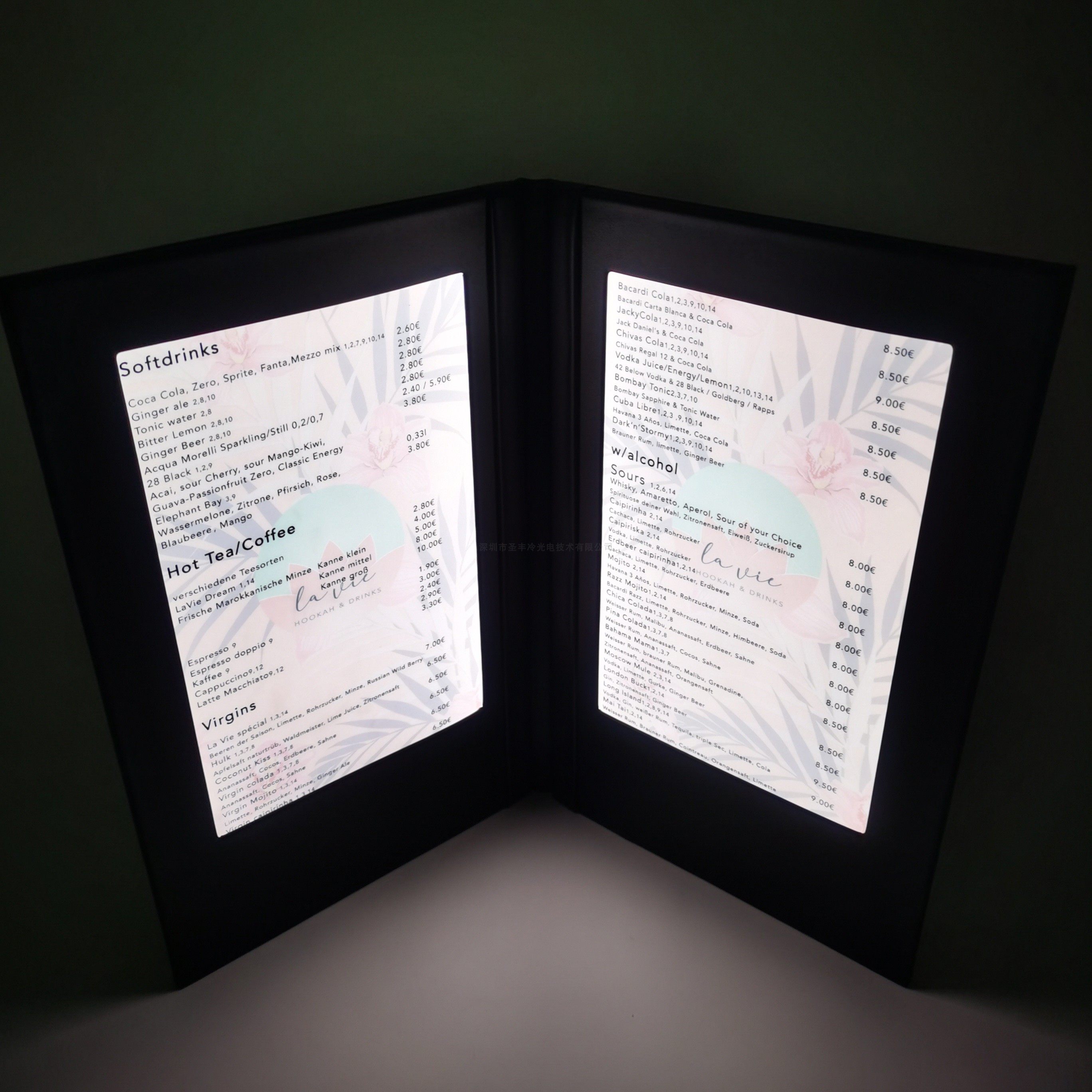 Source Factory Thermal pin Led Luminous Wine Wine Card Bar Dot single KTV Recipes Hotel Dining Hall Ordering