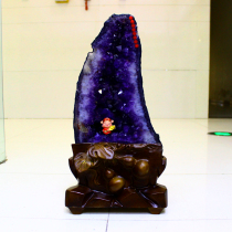 Natural purple crystal cave ornaments Amethyst cave agate cave Crystal Cave original stone money bag Zhaozhen house wind
