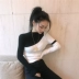 Mùa thu mới retro nửa cổ cao tay dài thon gọn áo sơ mi thời trang cá tính nhấn nhá màu áo len nữ quần áo nữ giá rẻ Áo / áo thun