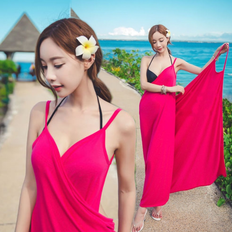 Bikini with spa drape overshirt seaside swimsuit jacket Balinese backless beach skirt suspender long skirt wrap skirt