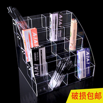 Pen display stand acrylic pen holder stationery store supermarket shelf thrush pencil gel pen ball point pen storage box