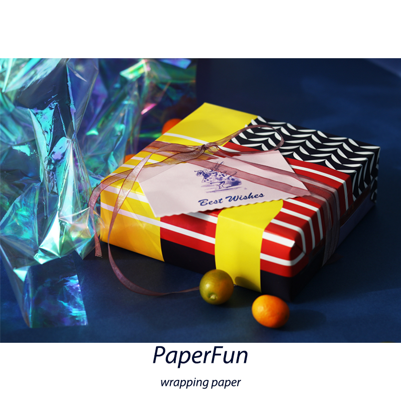 PaperFun red blue retro geometric splicing diy bag book paper Gift paper Christmas New Year gift wrapping paper