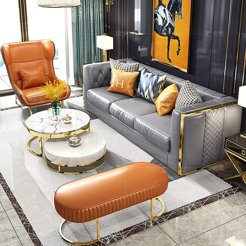 Легкий роскошный слой кожаный диван в гонконгском гонконге