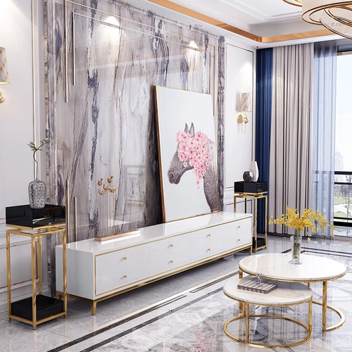 Легкий роскошный золотой кофейный столик телевизионный шкаф