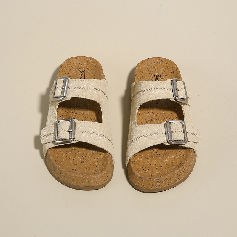 Embroidered Birkenstock Slippers for Women, Summer 2026, Double Buckle Strap, Thick Sole, Non-Slip, Open-Toe Beach Sandals Embroidered Birkenstock Slippers for Women, Summer 2026, Double Buckle Strap, Thick Sole, Non-Slip, Open-Toe Beach Sandals