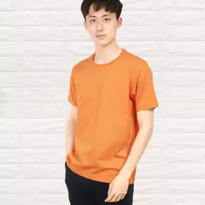 Men's short sleeve T-shirt 2021 summer new solid color cotton top half sleeve round neck solid color breathable simple T-shirt