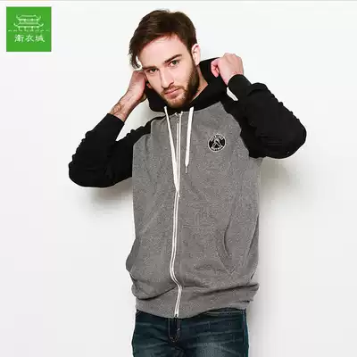 Men's cotton sports casual hooded shoulder zipper sweater Contrast sleeve baseball suit cardigan