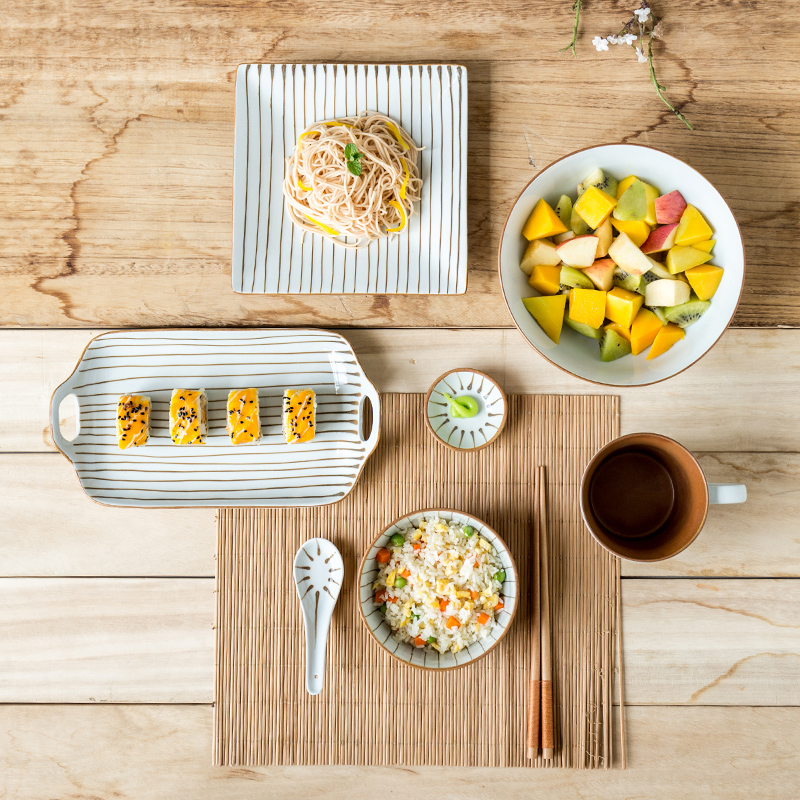 Lototo Japanese ceramics tableware household to eat nice bowl of a single rainbow such as bowl bowl creative ikea bowl