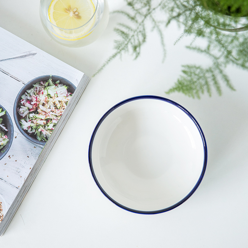 Lototo Japanese ceramic bowl with soup bowl creative rainbow such as bowl big bowls of salad bowl round bowl of unbleached tableware