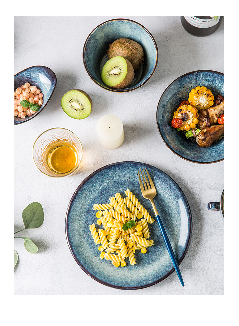 Lototo retro ceramic tableware bowls of individual job ears bowl dessert salad bowl dishes home big rainbow such use