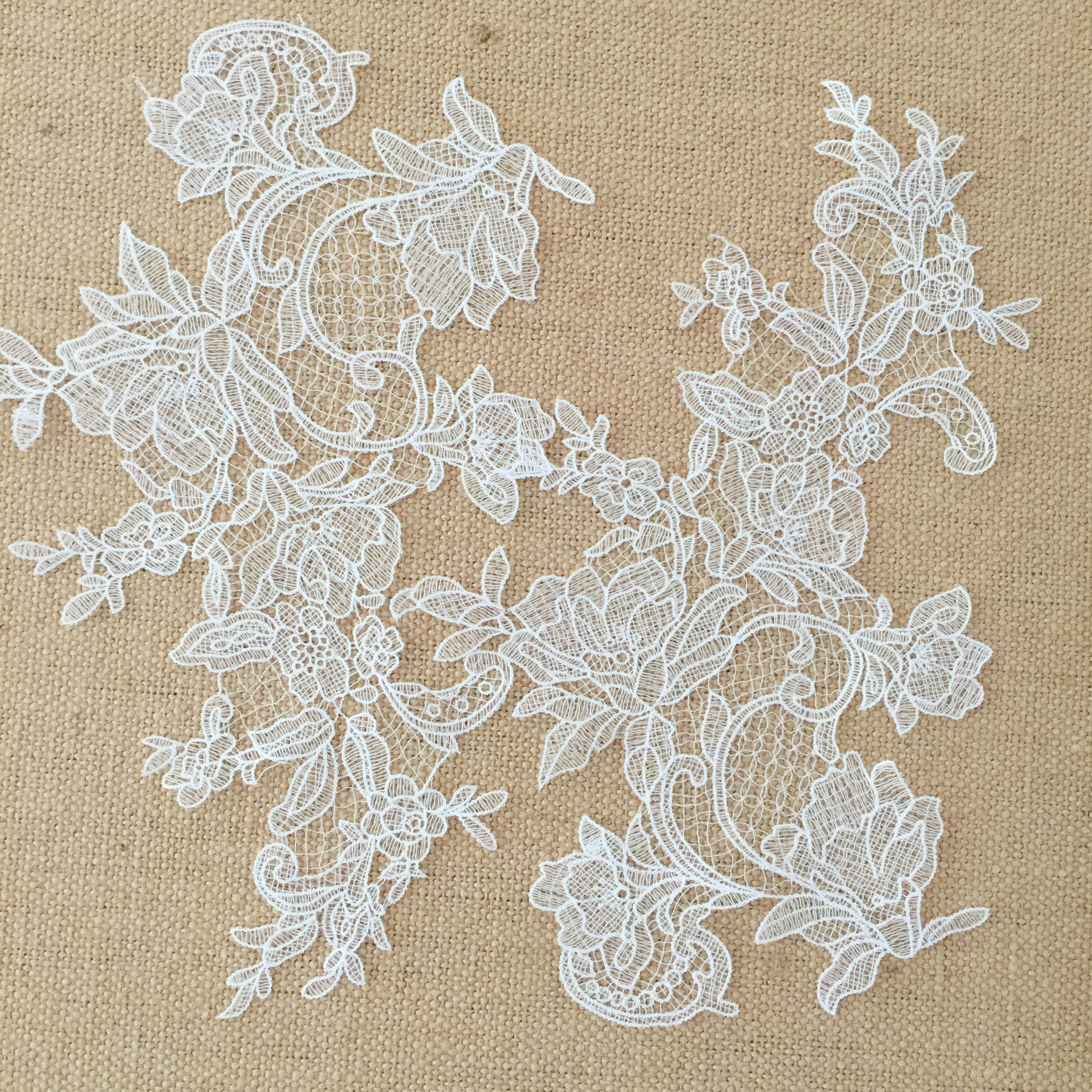 Fischseidenstoff-Aufnäher, Verspiegelte Blumen, Handgemachte DIY-Kleidung, Dekorationszubehör, Ausgehöhlt, 33x20cm, 10 Stück, 5 Paare – Detail 6