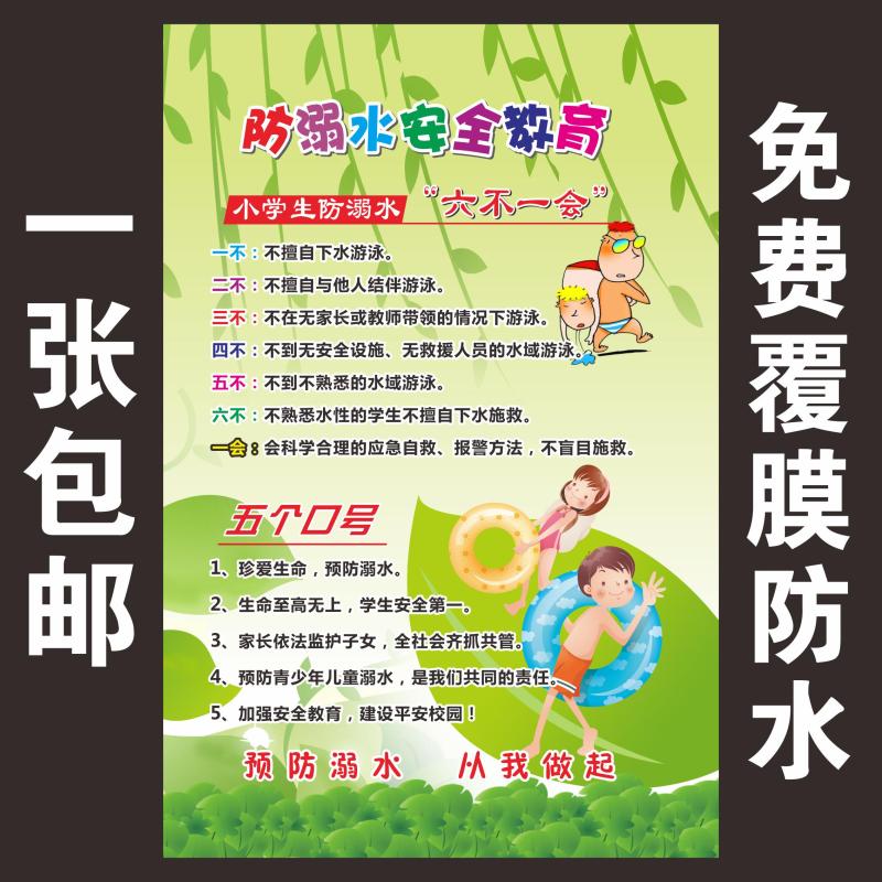 Primary And Secondary School Anti-Drowning Safety Knowledge Poster Campus Safety Knowledge Education Anti Drowning Six No Wall Chart