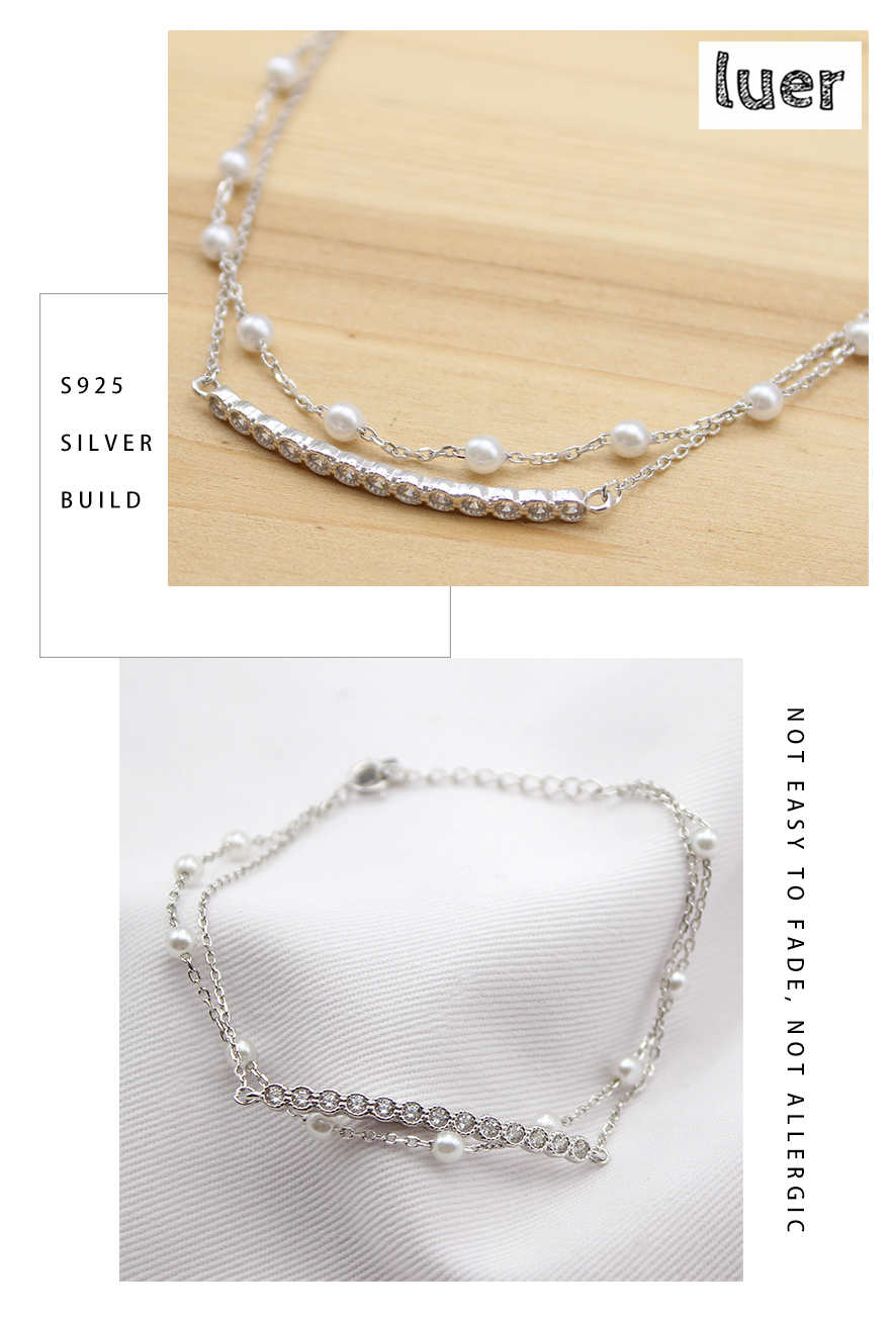 Sự dịu dàng tuyệt vời! ! Toàn thân 925 mạ bạc trắng đính hạt zircon sáng bóng khí chất ngọt ngào đôi vòng tay vòng đeo tay nam