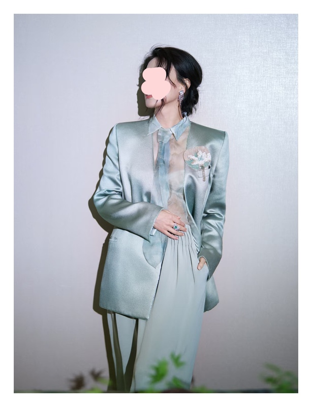 [Same Style as Shu Qi] Xingyige Acetate Satin Suit Wide-Leg Pants Set for Women 2026 Summer New Hot Style