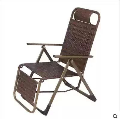 Outdoor extended rattan recliner office lunch break recliner folding rocking chair portable leisure cooling chair beach chair