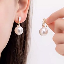 Pearl Earrings Earrings Earrings Woman Pure Silver Needle Ear Spiked Ear hole Anti-allergy 2023 New wave bursting with ear clip without earbuds