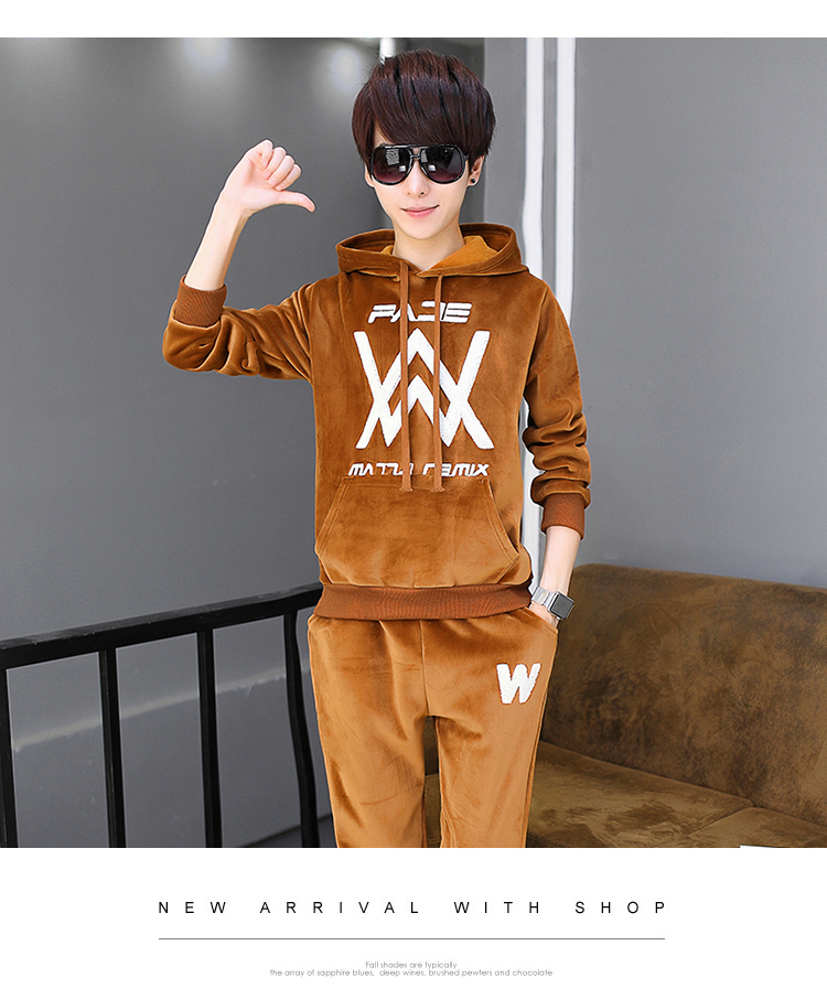 Winter Boy Big Boy 13 Teen 14 Dày 15 Gold Velvet 16 Áo len ấm áp Bộ 18 tuổi Học sinh trung học cơ sở pijama nam