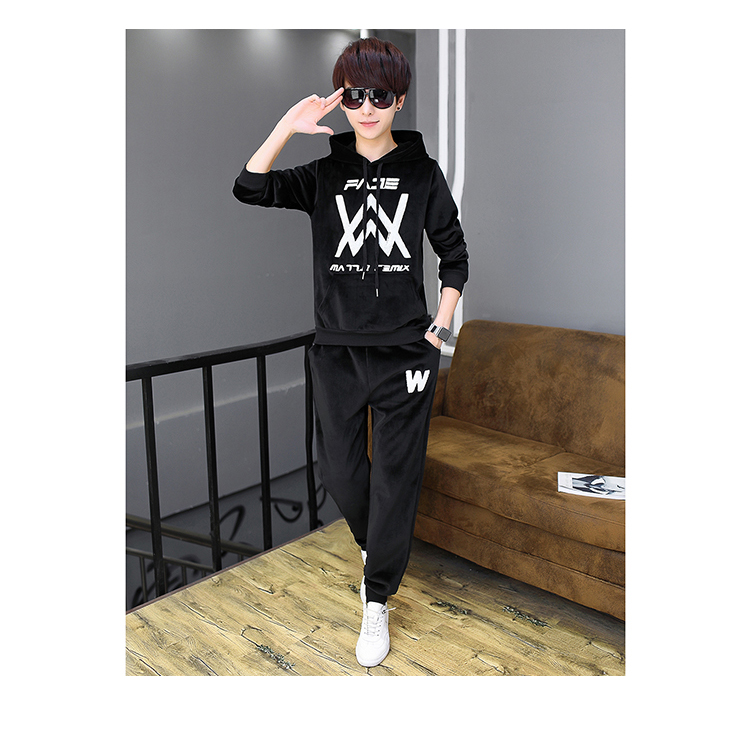 Winter Boy Big Boy 13 Teen 14 Dày 15 Gold Velvet 16 Áo len ấm áp Bộ 18 tuổi Học sinh trung học cơ sở pijama nam