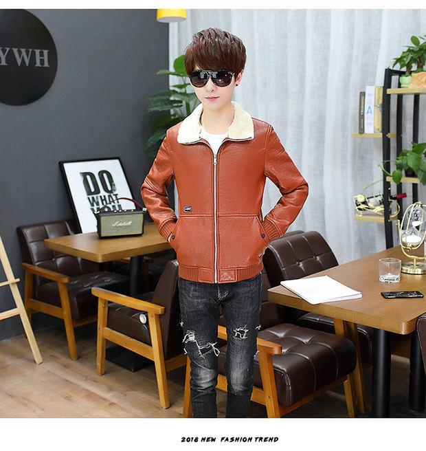 Thiếu niên 13 nam mùa đông 14 trẻ lớn 15 học sinh trung học cơ sở PU da 16 áo khoác cộng với áo khoác nhung dày 18 tuổi áo gió nam