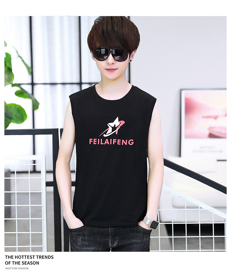 Cậu bé mùa hè 14 Áo thun không tay 16 Áo vest thiếu niên nam Cotton Cane 12 Học sinh trung học 13 Trẻ lớn 15 tuổi - Áo vest cotton vest trung niên