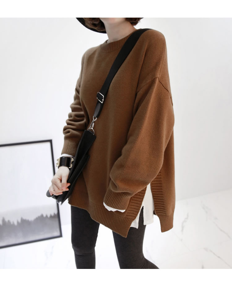 Áo bà bầu Junruliang mùa thu đông mặc rộng rãi cho bà bầu dài áo len đan đáy áo khoác shop đồ bầu