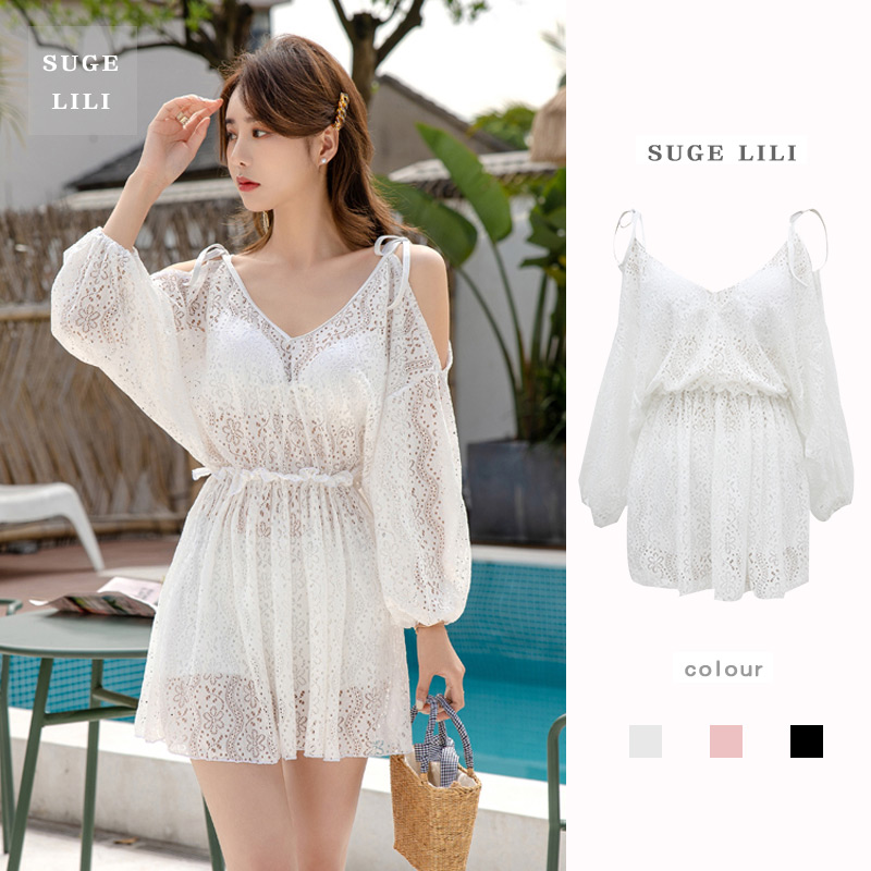 Swimsuit women's two-piece three-piece hooded sweatshirt with long sleeves large size and slim cover and fat mm conservative spa 2021 new immortals