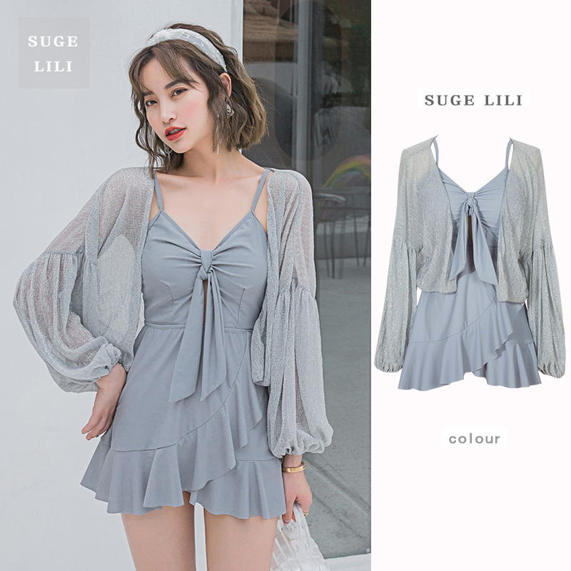 Swimsuit women's summer Liandress style holiday Three sets of long sleeve hooded sweatshirt with slim conservative sunscreen spa clothes