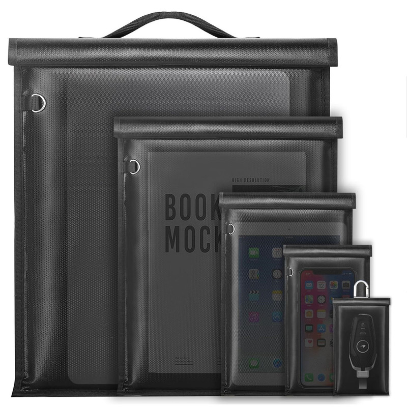 New Laptop Tablet Car Key Faraday Bag Key Protector Waterproof Fireproof Rfid Five-Piece Set Military-Grade Confidentiality Signal Shielding Bag Laptop Bag