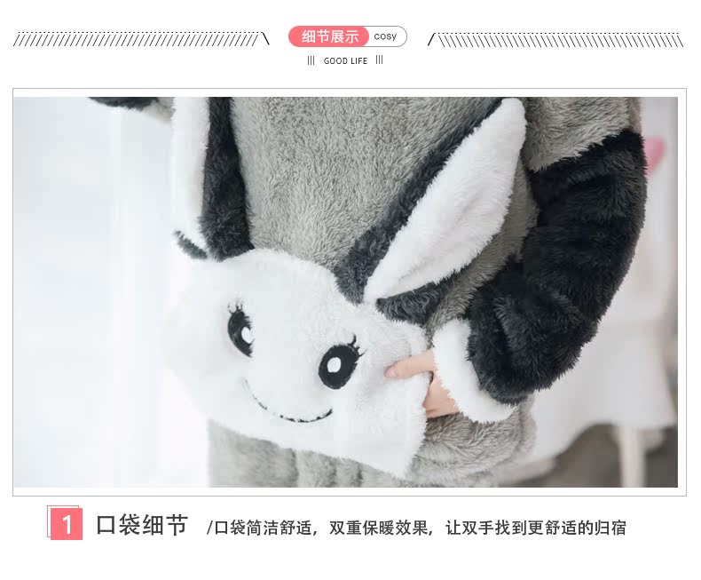 Đồ ngủ nhung san hô của phụ nữ mùa thu và mùa đông da cừu dày dày tay dài học sinh flannel dễ thương bên ngoài mặc phù hợp với dịch vụ nhà bộ đồ khủng log