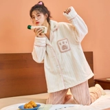 Демисезонная пижама, коралловый комплект, фланелевый кардиган, 2024 года, популярно в интернете