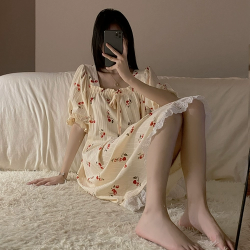 Летняя тонкая милая хлопковая пижама, юбка для отдыха, цветочный принт, коллекция 2022