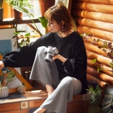 Хлопковая осенняя пижама, осенний лонгслив для отдыха, зимний милый комплект, в корейском стиле, большой размер