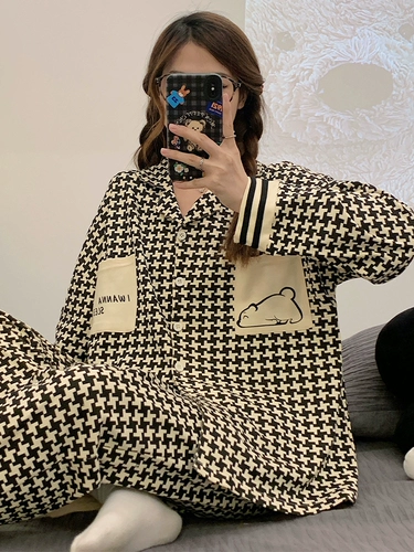 Хлопковая осенняя демисезонная пижама, лонгслив, комплект, 2025 года, изысканный стиль, большой размер