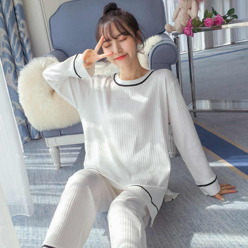 Korean pajamas women spring and autumn cotton thin section long sleeve suit summer sweet cute plus size summer student home wear