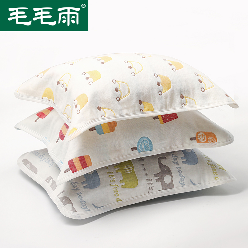 Children's pillow towel boys and girls pure cotton six-layer gauze kids baby pillow towel sweat breathable summer trumpet