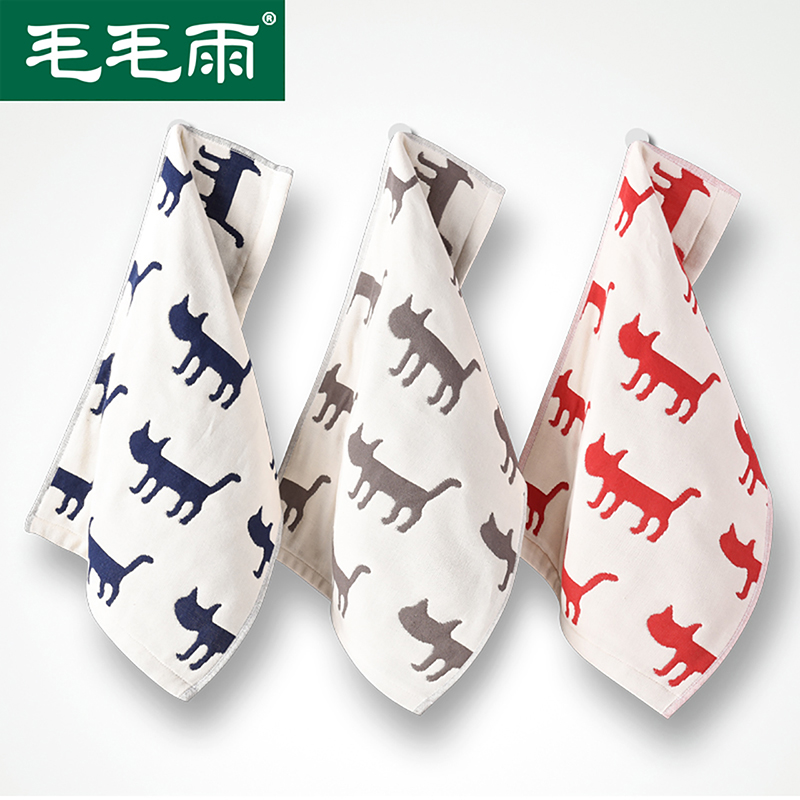 3 towels cotton face wash home small rectangular towel four layers of gauze cotton double-sided paws children
