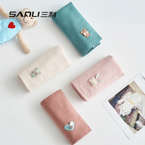 4 Sanli face washing towels cotton small rectangular children Bath gauze children towel adult cotton hand towel