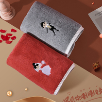 Red wedding towel A couple creative women cute hair towel wipe hair wedding wedding dowry with towel