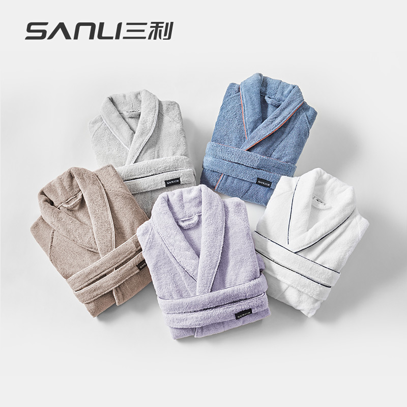 Three-li thickened bathrobe Men's absorbent cotton towel cloth bathrobe women's bath towel clothes worn after bathing all seasons
